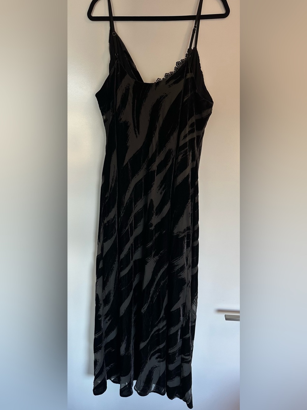 NWT By Anthropologie 3X Black Velvet Slip Dress - Floral Lace Cowl, Burnout - Picture 7 of 11
